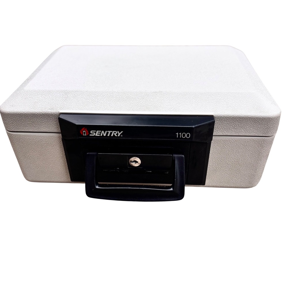 Sentry 1100 Fire-Safe Chest Portable Security Box with Key Lock Gray Safe Home